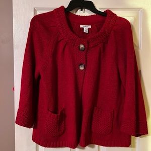 Red Style & Co 2 Button XL Sweater with Pockets